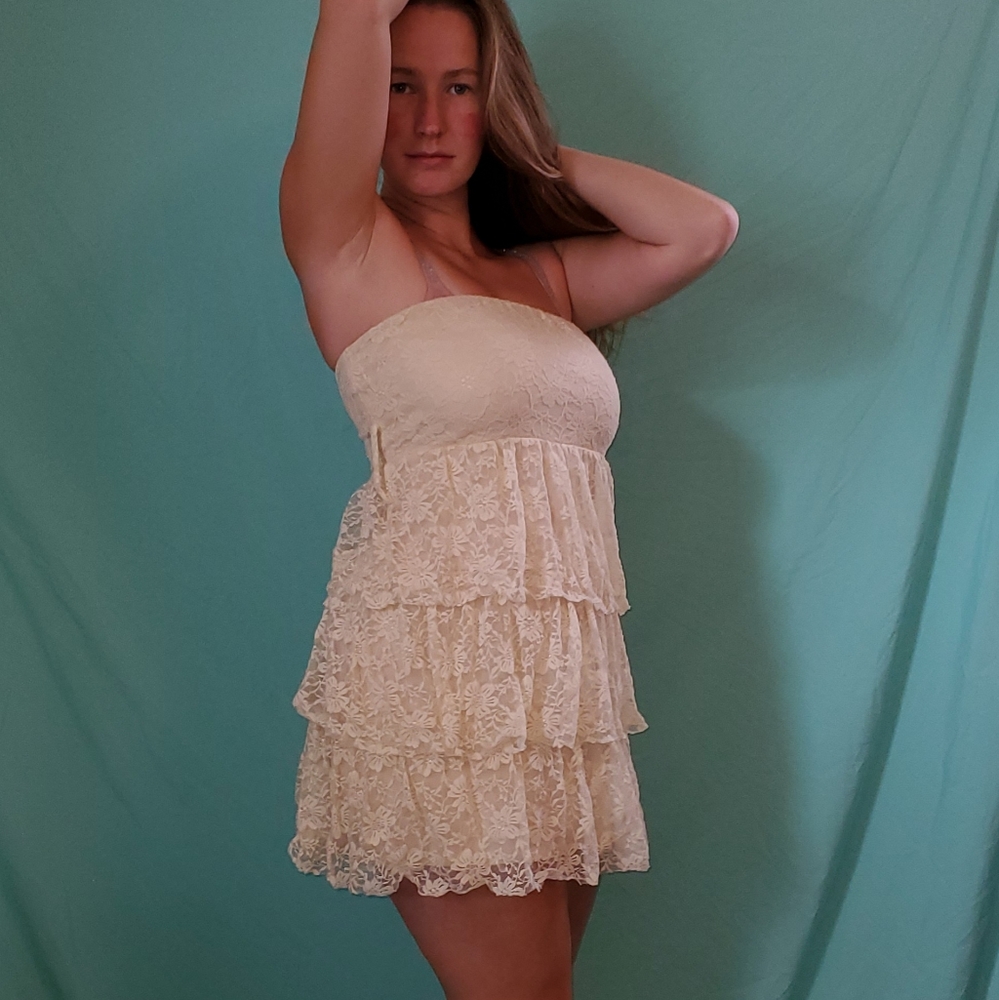 Lacey off-white tube top dress